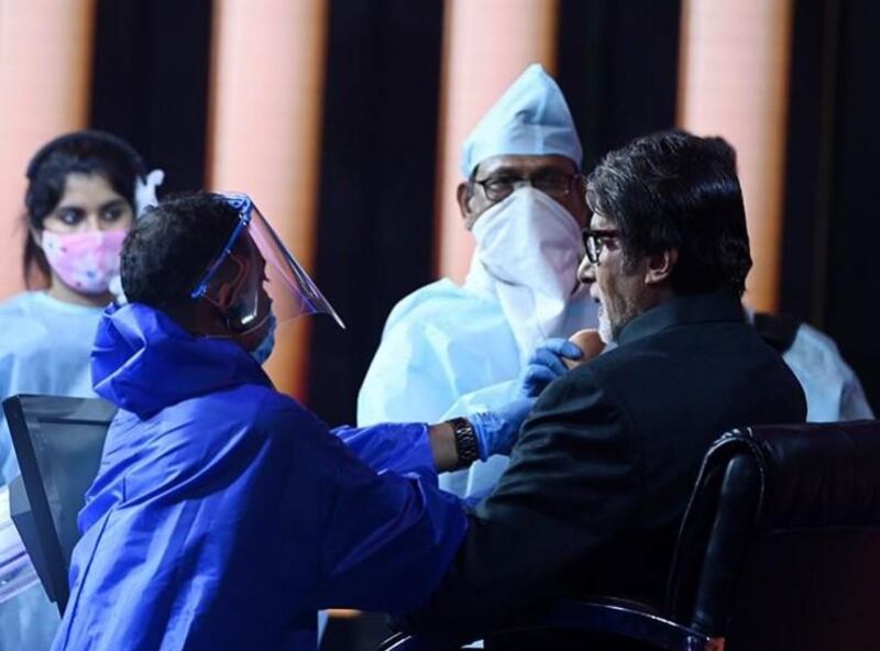 Amitabh Bachchan on the set of 'Kaun Banega Crorepati'. Instagram