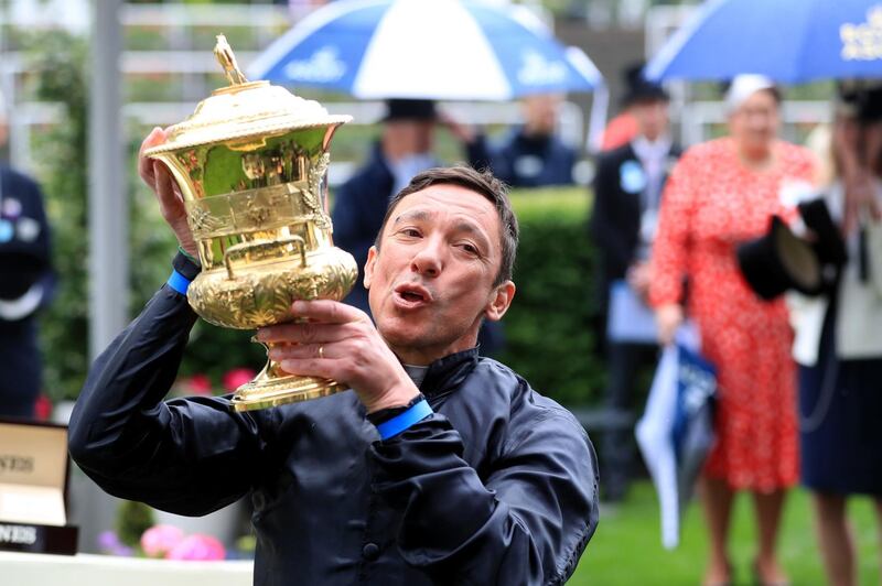 Jockey Frankie Dettori celebrates winning the Prince of Wales's Stakes onboard Crystal Ocean. Press Association