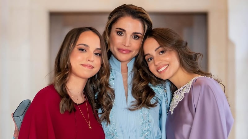 Princess Salma, Queen Rania and Princess Iman pose together for a photo. Photo: Queen Rania / Instagram