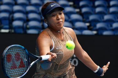 MELBOURNE, AUSTRALIA - JANUARY 04: Naomi Osaka of Japan plays a forehand shot in her match Against Alize Cornet of France during the Melbourne Summer Set at Melbourne Park on January 04, 2022 in Melbourne, Australia. (Photo by Darrian Traynor / Getty Images)