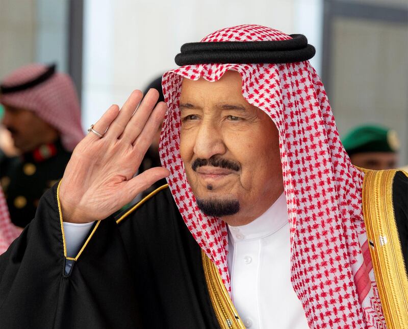 Saudi Arabia's King Salman bin Abdulaziz Al Saud arrives to address the Shura Council in Riyadh, Saudi Arabia November 19, 2018. Bandar Algaloud/Courtesy of Saudi Royal Court/Handout via REUTERS ATTENTION EDITORS - THIS PICTURE WAS PROVIDED BY A THIRD PARTY.