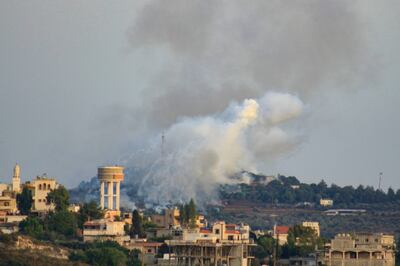 Smoke rises from a target area of ​​Israeli shelling in the southern Lebanese village of Dhayra on July 4. AFP