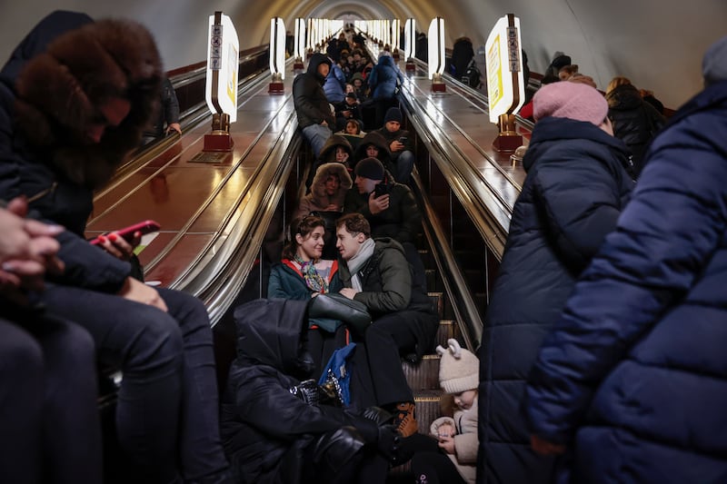The Metro provides shelter as Russia launches another missile attack on Kyiv, Ukraine's capital, in December 2022. Getty Images