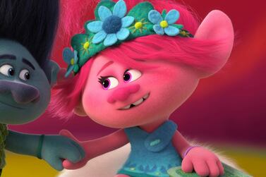 Branch, voiced by Justin Timberlake, left, and Poppy, voiced by Anna Kendrick in a scene from 'Trolls World Tour'. DreamWorks Animation