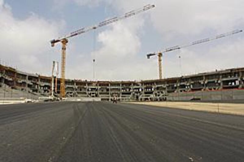 Construction work continues apace at the Yas Marina island-based circuit  which will stage the Etihad Airways Abu Dhabi Grand Prix on Nov 1.