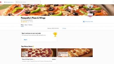 How the new pizza restaurant appears on delivery app GrubHub. GrubHub