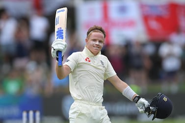 Ollie Pope of England celebrates his maiden Test century on day two of the third Test against South Africa. Getty