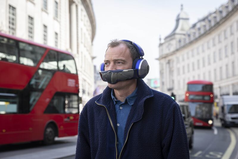 On Wednesday Dyson unveiled the new Dyson Zone air-purifying headphones in London. The noise-cancelling headphones include an air-purifying device. PA