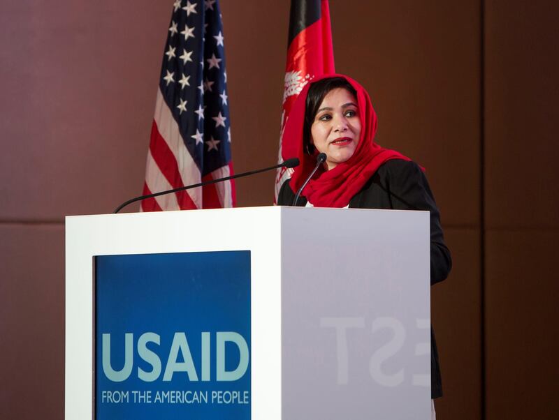 DUBAI, UNITED ARAB EMIRATES - Nargis Nehan, Afghanistan's Minister of Mines at USAID Invest event announcing new project open to private sector.  Leslie Pableo for The National for Deena Kamel's story