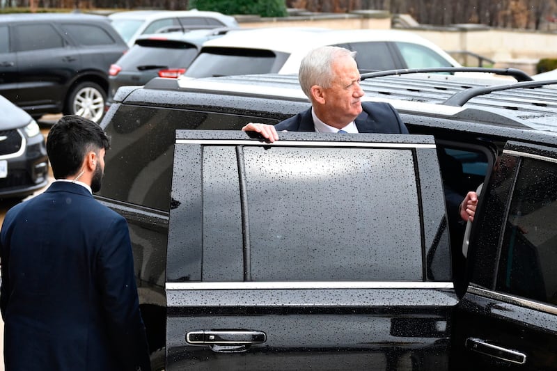 Israeli war cabinet member Benny Gantz leaves the Pentagon on March 5. AFP
