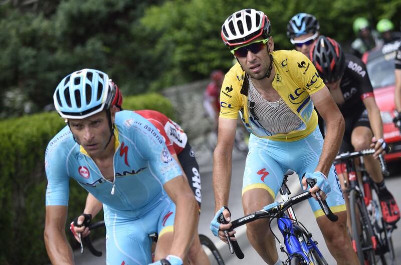 Vincenzo Nibali, yellow jersey, has been hiding an Achilles injury but insists he is full fit for the Tour de France. Eric Feferberg / AFP