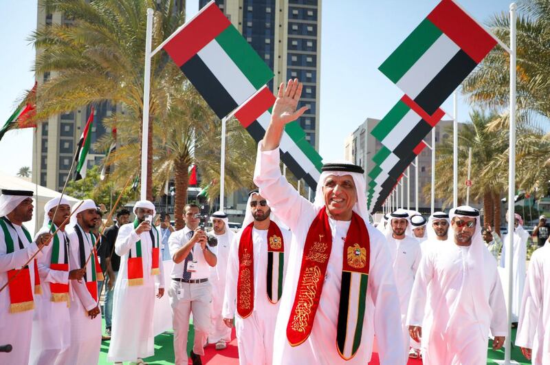 Ras Al Khaimah ruler Sheikh Saud bin Saqr Al Qasimi raises flag in Al Qawasim Corniche. Wam
