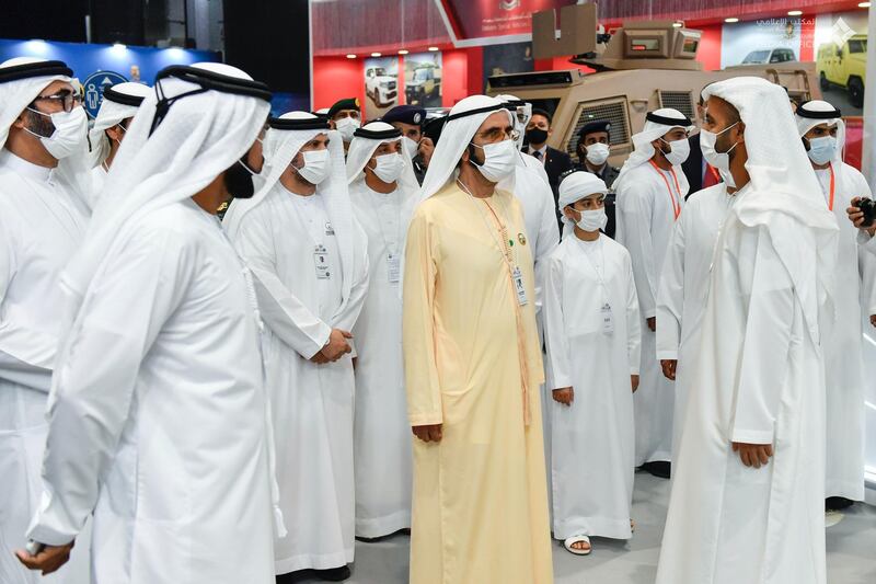 Sheikh Mohammed bin Rashid, Vice President and Ruler of Dubai, visits Idex on Thursday. Courtesy: Dubai Media Office