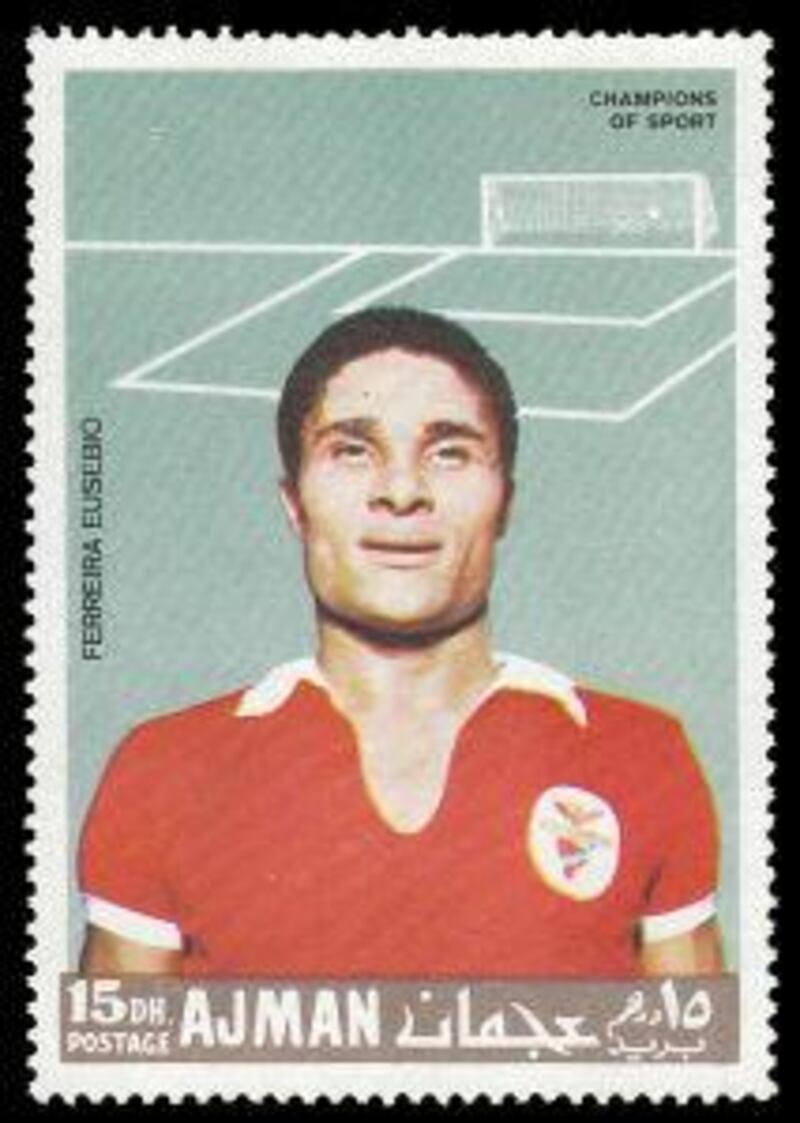 Eusebio pictured on a 1968 Ajman stamp.