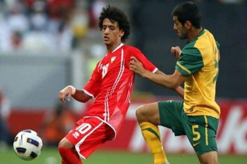 Omar Abdulrahman, left, who plays his club football with Pro League champions Al Ain, hopes his performances at London 2012 will open the door on a transfer to a European league. Sammy Dallal / The National