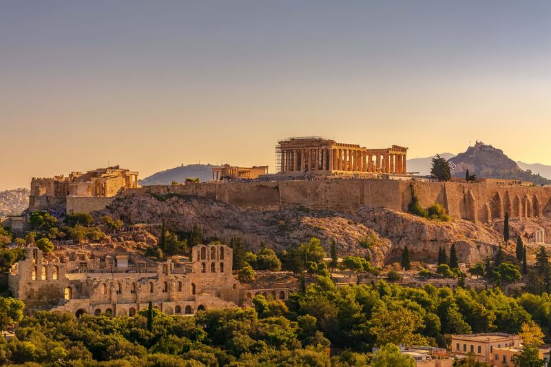 View of the Acropolis of Athens, with the Parthenon and Erechtheion from Filopappou Hill. Unsplash