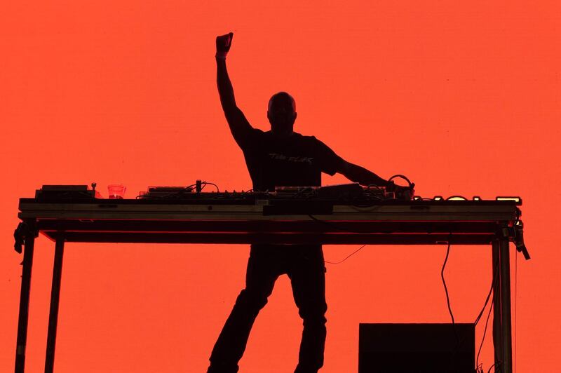 Fashion designer and DJ Virgil Abloh performs on stage at the Coachella Valley Music and Arts Festival in Indio, California. AFP