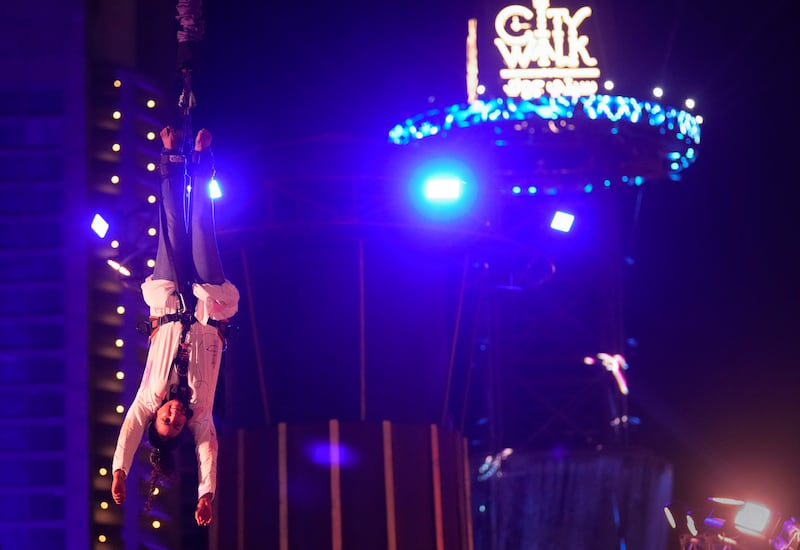 Saudi Nahil Sabbahi bungee jumping during Jeddah Season at the City Walk in Jeddah, Saudi Arabia. More than five million visitors from the Kingdom and around the world have attended Jeddah Season, Saudi Press Agency reported.  All photos: AP