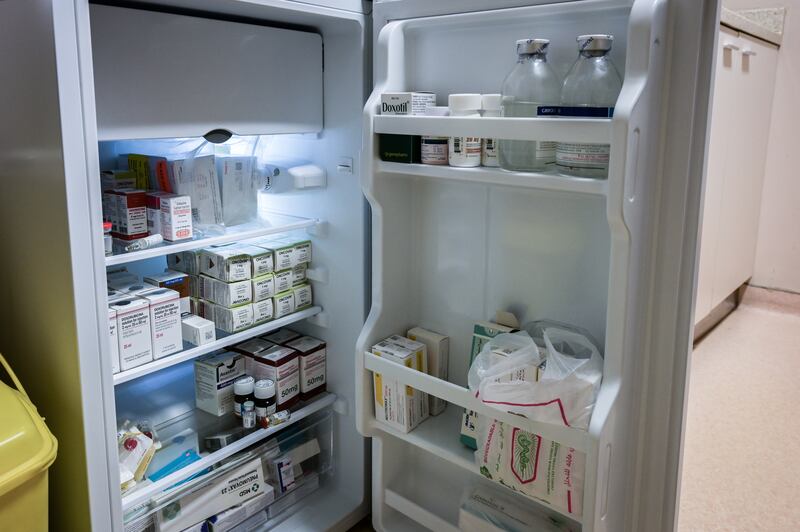 With none of the usual procurement options available, this fridge is full of medication that staff on the pediatric oncology ward at St Georges Hospital have received as donations or sourced from abroad themselves.