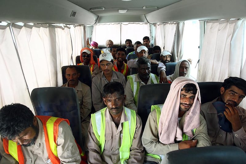 After last weekend’s bus crash, labourers say they are now policing the drivers and reporting any breaches for their own safety. Satish Kumar / The National