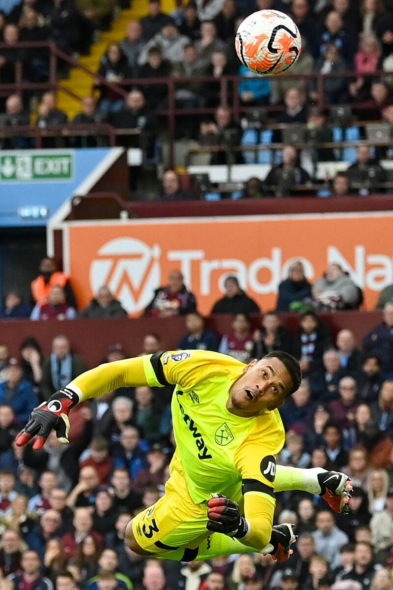 West Ham United goalkeeper Alphonse Areola saves a shot. AFP
