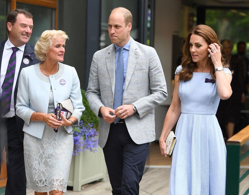 Catherine, Duchess of Cambridge and Prince William, Duke of Cambridge  arrive the Men's Singles Final on day thirteen of the Wimbledon Championships at the All England Lawn Tennis and Croquet Club, Wimbledon on July 14, 2019, in London, England. Photo: Getty