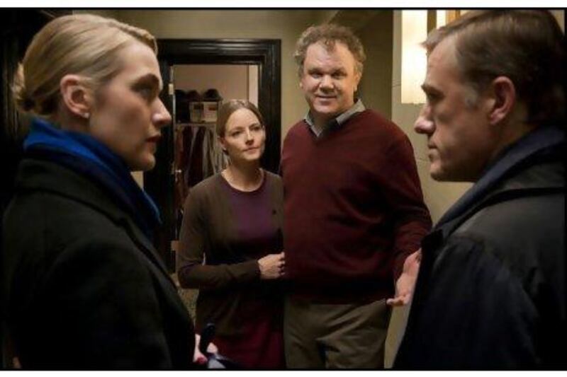 From left, Kate Winslet, Jodie Foster, John C Reilly and Christoph Waltz in Carnage.