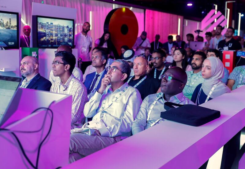 Dubai, April 30, 2019.  Ai Everything show at the Dubai World Trade Centre.--  The GOOGLE lecture area was very popular with the Ai visitors.
Victor Besa/The National
Section:  NA
Reporter:  P. Ryan and A. Sharma
