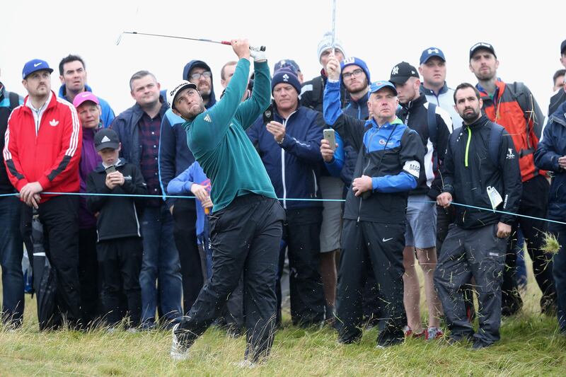 John Rahm of Spain plays out the rough during Day Two of the Dubai Duty Free Irish Open at Portstewart Golf Club on July 7, 2017 in Londonderry, Northern Ireland.