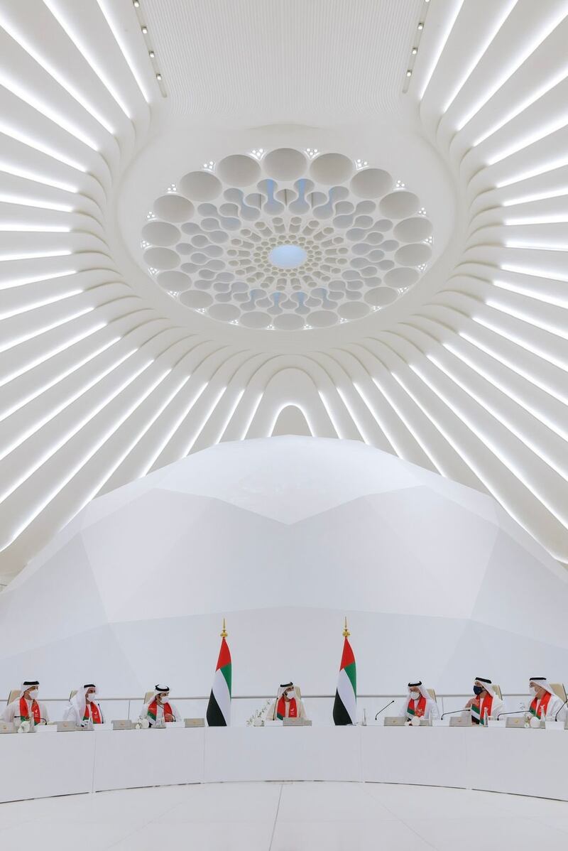 The Cabinet meeting was held at the Expo 2020 Dubai site.