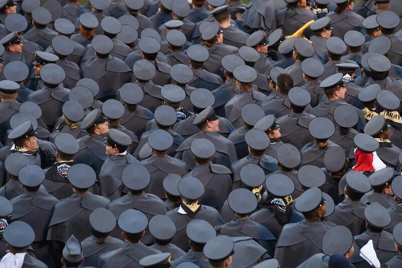 West Point cadets watch the Army-Navy football game hosted at the M&T Bank Stadium in Baltimore, Maryland. US President-elect Donald Trump attended the game. Timothy A Clary / AFP