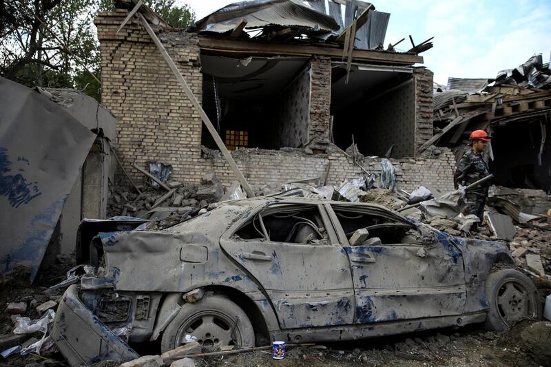 A damaged car in Ganja. Reuters