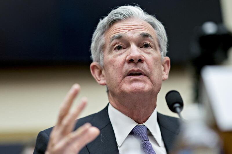 Jerome Powell, chairman of the U.S. Federal Reserve, speaks during a House Financial Services Committee hearing in Washington, D.C., U.S., on Wednesday, July 18, 2018. Powell has a judgment to make on how hard monetary policy is biting down on the U.S. economy. The signal came from two words: "for now," used by the Fed chairman as a caveat in his description on Tuesday of the central bank's plan to "keep gradually raising the federal funds rate." Photographer: Andrew Harrer/Bloomberg