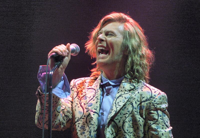 Rock Star David Bowie headlines at the Glastonbury Festival 2000 June 25. Day three of the festival saw a performance by rock legend Bowie playing for the first time at Glastonbury since 1971, when the event was only in its second year.

DC/CLH/