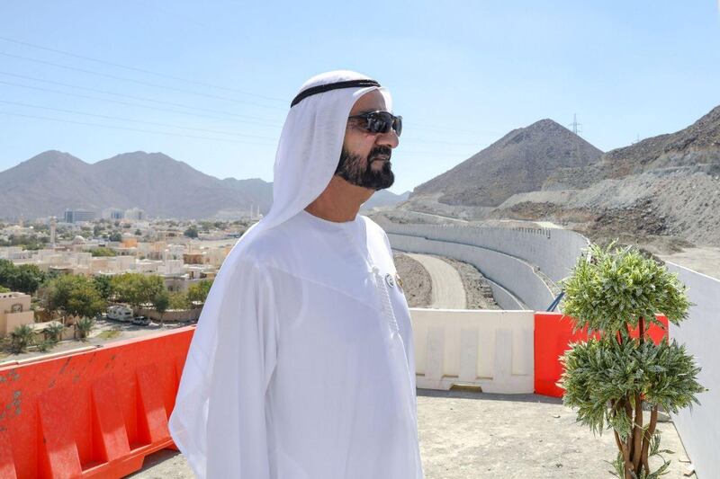 Sheikh Mohammed bin Rashid, Prime Minister and Ruler of Dubai, inspects development projects in the northern emirates. Courtesy Dubai Media Office Twitter