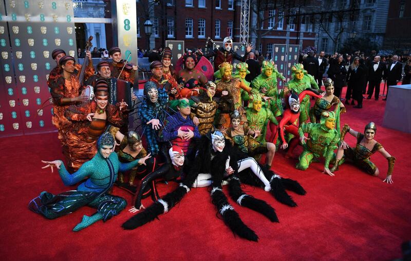 Members of the Cirque de Soleil performed at the Baftas.  EPA/NEIL HALL