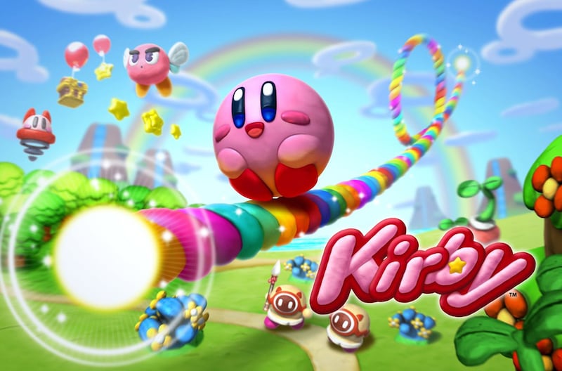 Kirby in action in the new Rainbow Curse game. Courtesy Nintendo