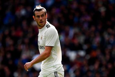 Real Madrid's Welsh forward Gareth Bale looks on during the Spanish league football match between Real Madrid CF and SD Eibar at the Santiago Bernabeu stadium in Madrid on April 6, 2019. / AFP / GABRIEL BOUYS