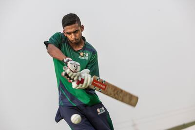 ABU DHABI. UNITED ARAB EMIRATES, 17 June 2017. Young cricketer Jonathan Figy (15 India) practising at the Zayed Cricket Stadium. STOCK FOR POTENTIAL FUTURE USE. (Photo: Antonie Robertson) Journalist: Paul Radley. Section: Sport.