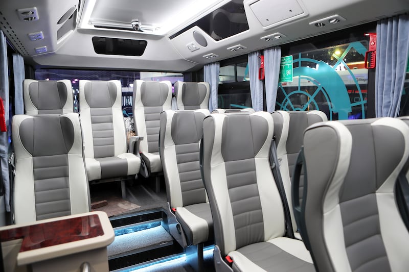 The interior of the King Long autonomous bus which won the award in the Industrial category