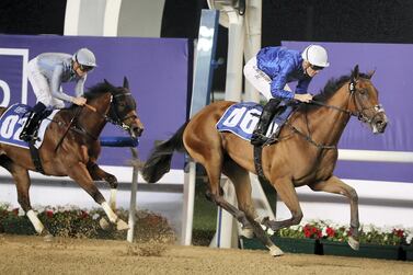 Jockey Christophe Soumillon guides Final Song to victory at Meydan Racecourse in Dubai on Thursday. Pawan Singh / The National