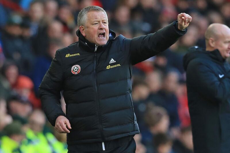 Sheffield United's English manager Chris Wilder gestures on the touchline during the English Premier League football match between Sheffield United and Bournemouth at Bramall Lane in Sheffield, northern England on February 9, 2020. RESTRICTED TO EDITORIAL USE. No use with unauthorized audio, video, data, fixture lists, club/league logos or 'live' services. Online in-match use limited to 120 images. An additional 40 images may be used in extra time. No video emulation. Social media in-match use limited to 120 images. An additional 40 images may be used in extra time. No use in betting publications, games or single club/league/player publications.
 / AFP / Lindsey Parnaby / RESTRICTED TO EDITORIAL USE. No use with unauthorized audio, video, data, fixture lists, club/league logos or 'live' services. Online in-match use limited to 120 images. An additional 40 images may be used in extra time. No video emulation. Social media in-match use limited to 120 images. An additional 40 images may be used in extra time. No use in betting publications, games or single club/league/player publications.
