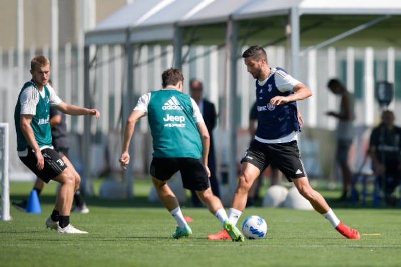 Rodrigo Bentancur during training in Turin.