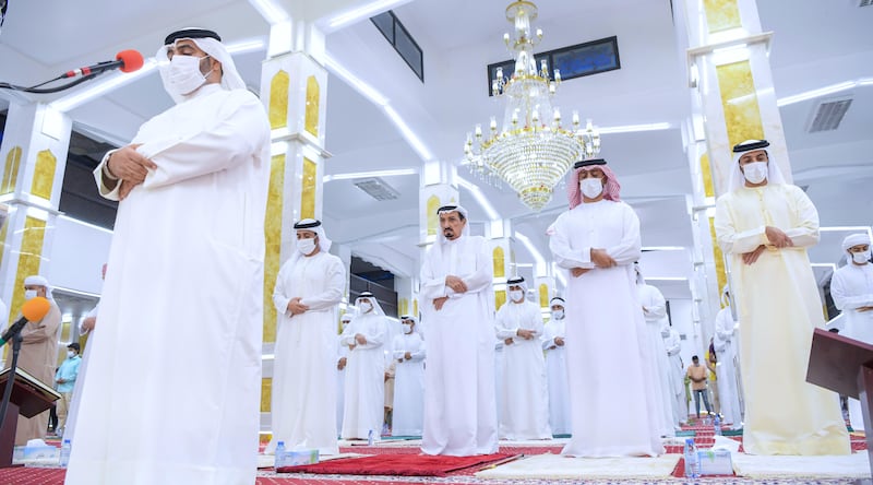 Sheikh Humaid bin Rashid Al Nuaimi, Ruler of Ajman, performs a funeral prayer. All photos: Wam