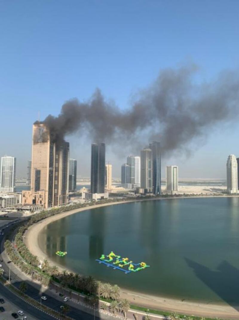 The fire broke out in an under-construction building on Sharjah's waterfront on Thursday. Photo supplied