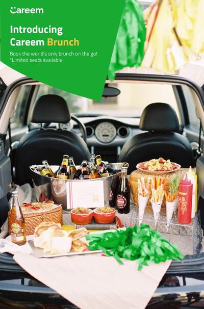 Careem's 2021 April Fools prank is a new brunch service from the back of its cars. Courtesy Careem 