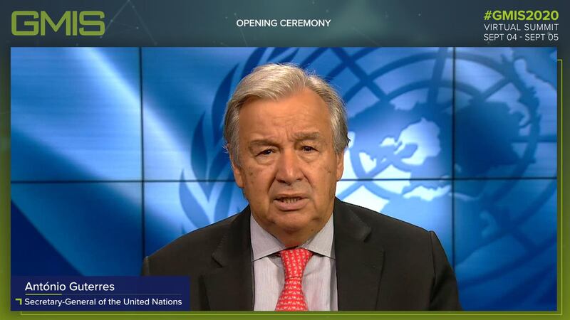 United Nations Secretary-General AntÃ³nio Guterres speaks at the Global Manufacturing and Industrialisation Summit