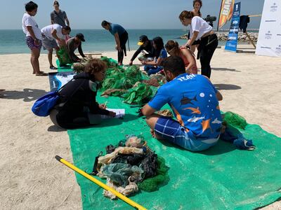 Following the dive, divers surveyed the debris, analysing the 101kg of rubbish retrieved. Courtesy Hilton Al Hamra Beach