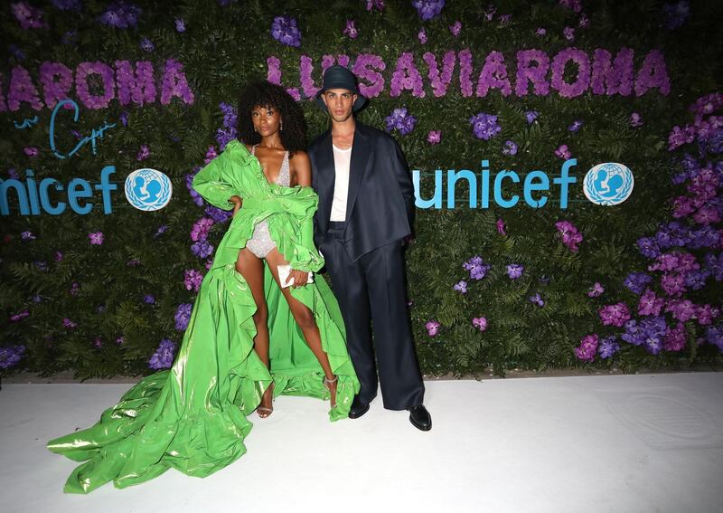 CAPRI, ITALY - AUGUST 29: Cheyenne Maya Carty and Ashton Louis Gohil attend the photocall at the LuisaViaRoma for Unicef event at La Certosa di San Giacomo on August 29, 2020 in Capri, Italy. (Photo by Elisabetta Villa/Getty Images for Luisa Via Roma)
