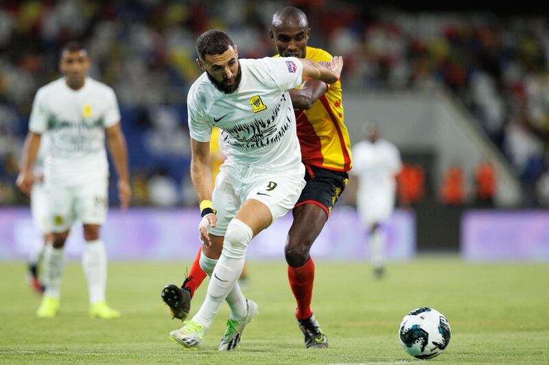 Al Ittihad's French forward Karim Benzema controls the ball against Esperance de Tunis. AFP